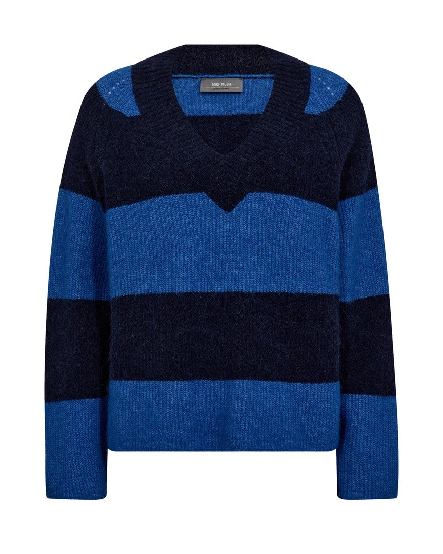 Mos Mosh Taci Stripe LS V-Neck Knit